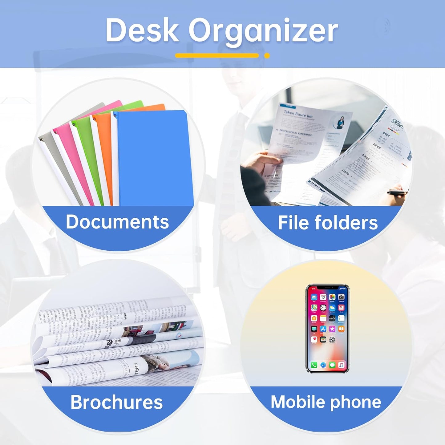 4 Pack Stackable Paper Trays for Letter Documents, Desktop File Organizers for Office Supplies, Stackable Desk Tray Holder for Paper Storage, Black