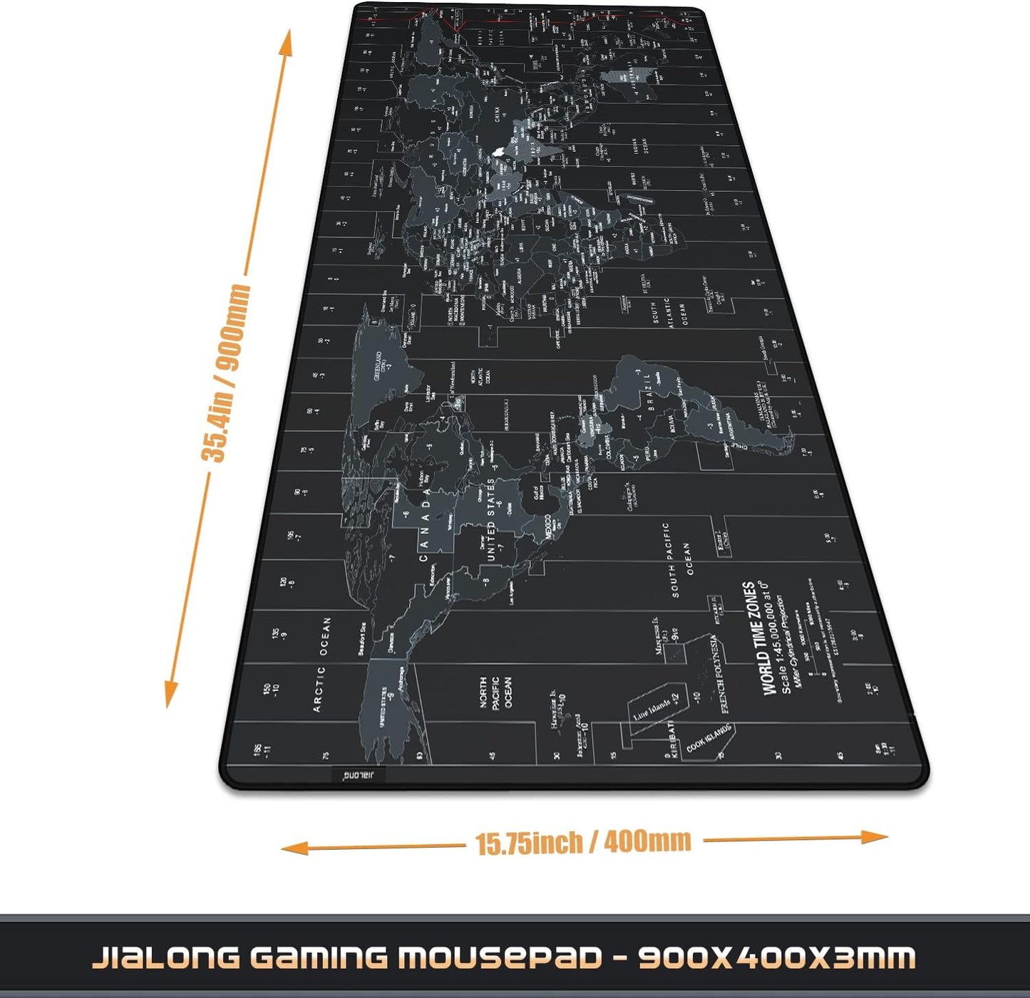 JIALONG Big World Map Large Mouse Pad Gaming Desk Mat XXL Mousepad with Non-Slip Keyboard Pad for Laptop, Computer and PC - 35.4 x 15.7 inches