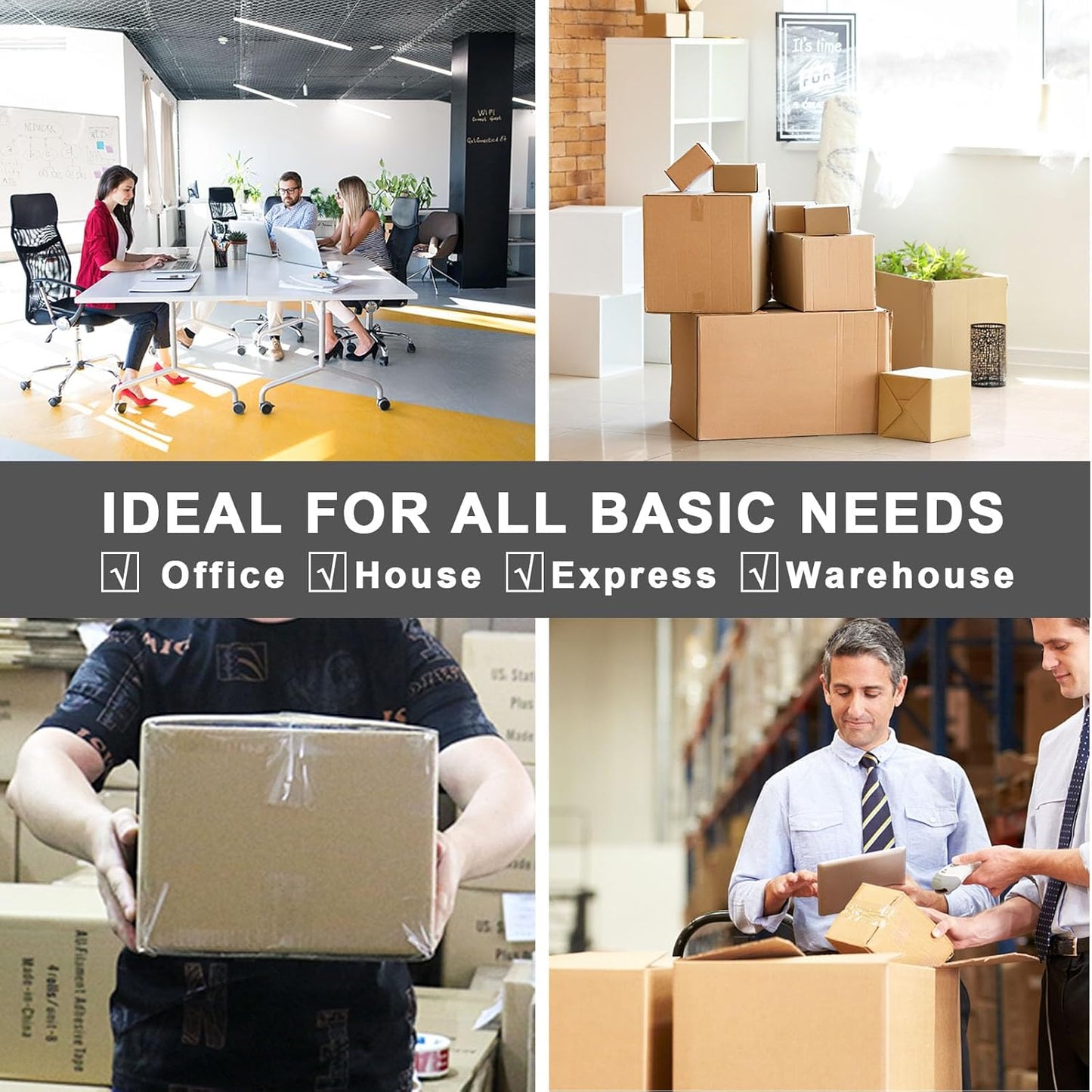 BOMEI PACK Silent Packing Tape, 2.4Mil x 1.88” x 110yds, Heavy Duty Clear Packaging Tape for Moving Boxes, 6 Rolls