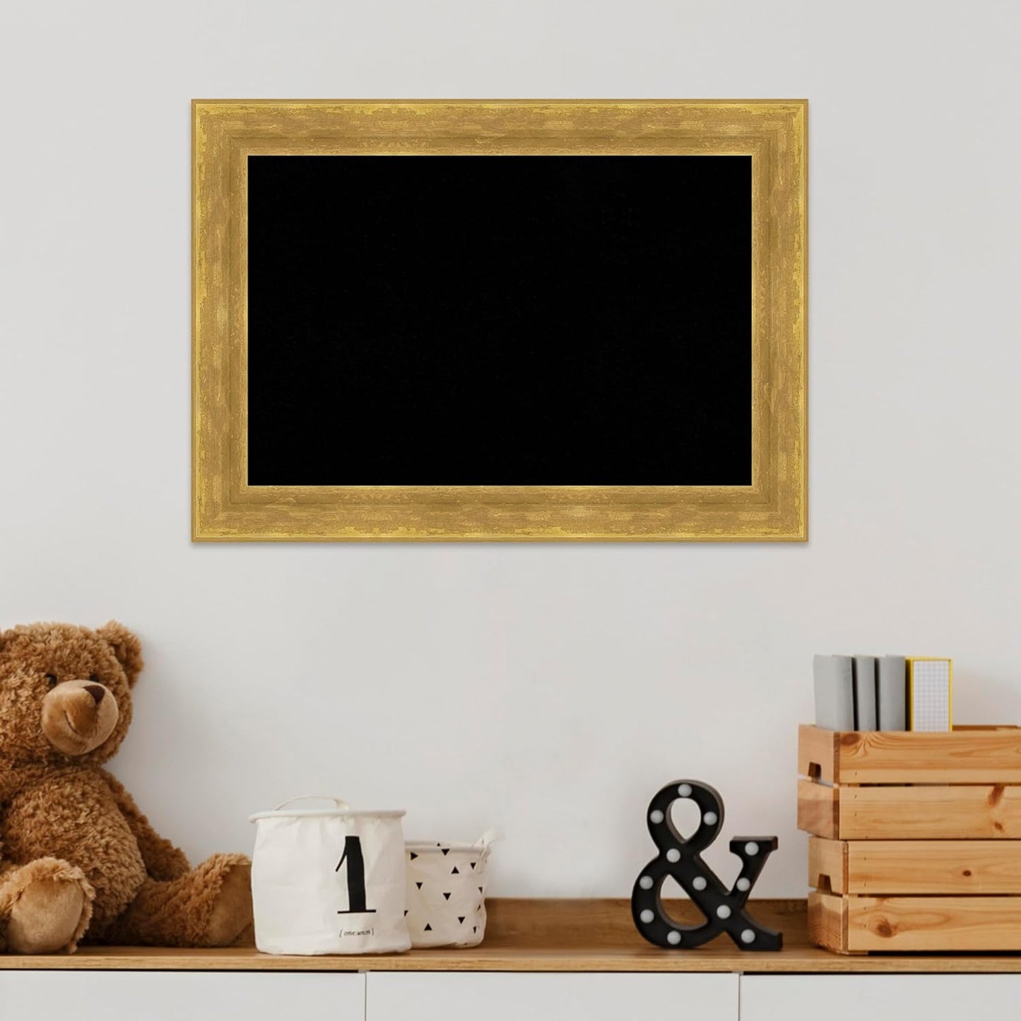 Amanti Art Black Cork Board for Wall, 15x21 Vision Board with Gold Wood Frame, Small Corkboard Office Decor for Home Organization, Modern Corkboard Pinboard to Display Items for Home Organization in