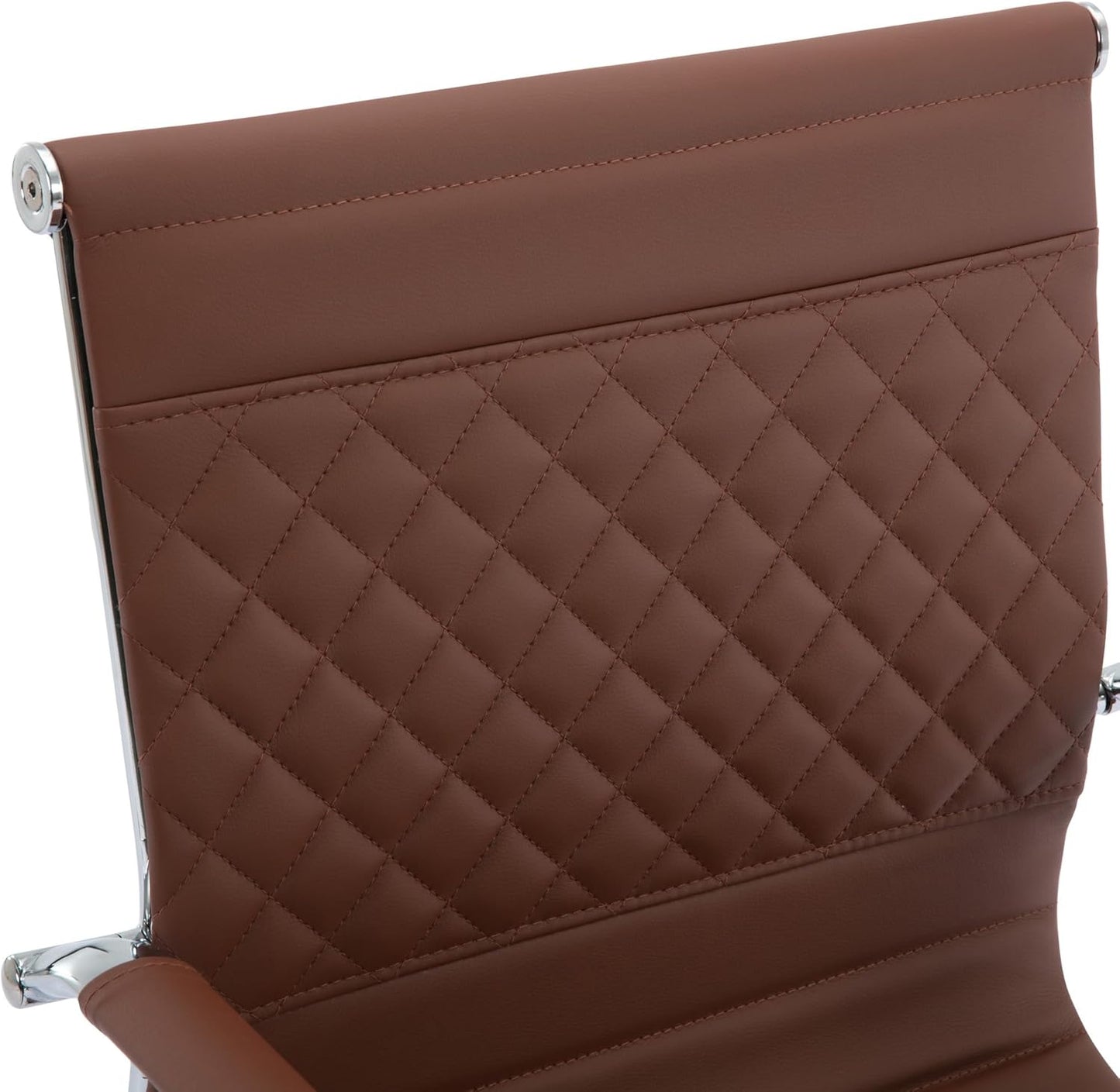 Office Guest Reception Chairs Set of 4 - Modern PU Leather Conference Room Chair With Mid Back for Waiting Room, Desk - Coffee