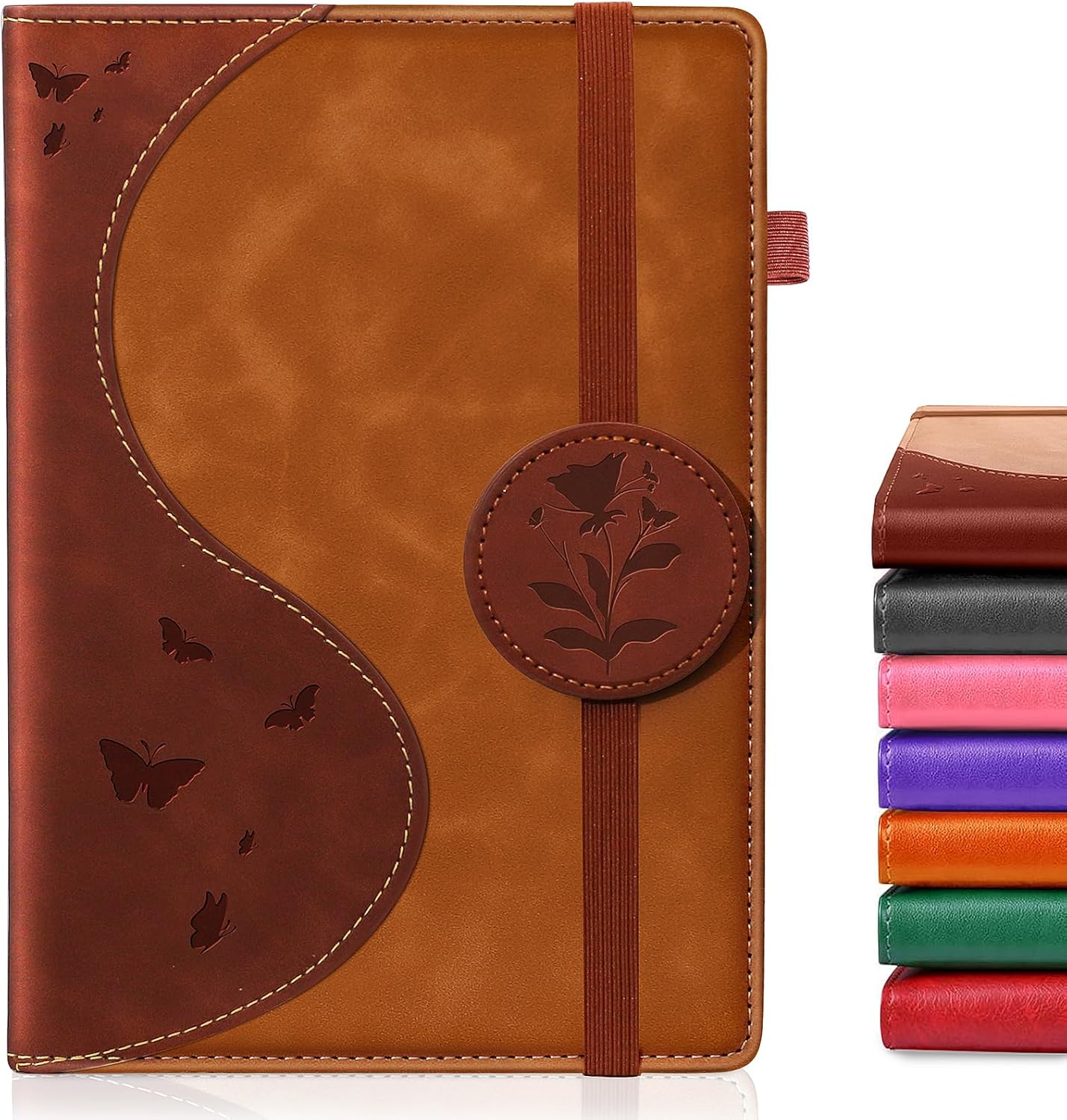 Lined Journal Notebook, A5 Hardcover Leather Journal for Men Women, 200 Pages 100 GSM Thick Paper, Journaling Notebooks for Work School Travel Note Taking, Brown