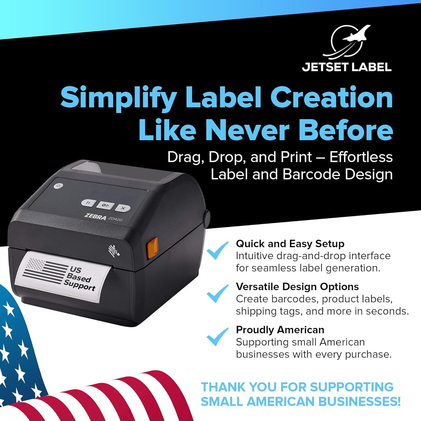 Zebra ZD420 / ZD420d Direct Thermal Desktop Printer 203 dpi Print Width 4 in USB Ethernet ZD42042-D01E00EZ