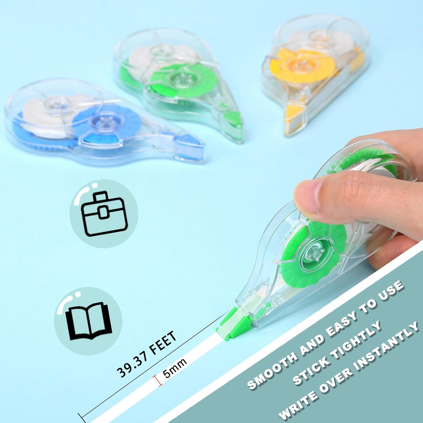 White Correction Tape, 12 Pack, 39.37 Feet Correction Tape for School And Office, writing supplies and correction supplies