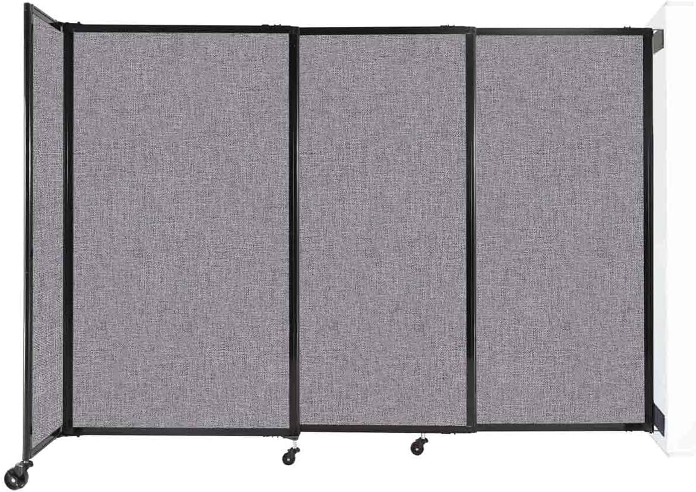 Wall-Mounted Sliding StraightWall Room Divider | Adjustable Widths | Locking Wheels | Room Separator | Up to 7'2" Wide x 5' Tall Cloud Gray Fabric Panels
