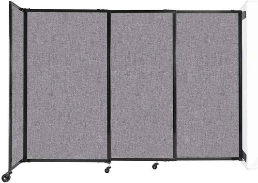 Wall-Mounted Sliding StraightWall Room Divider | Adjustable Widths | Locking Wheels | Room Separator | Up to 7'2" Wide x 5' Tall Cloud Gray Fabric Panels