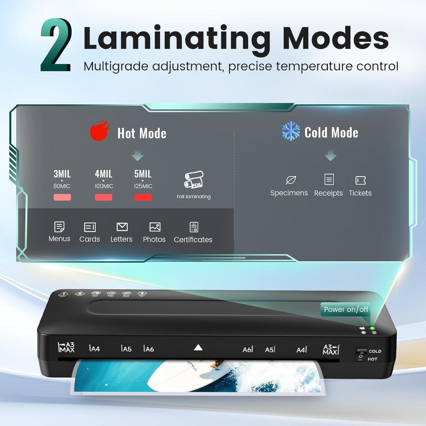Laminator Machine 11x17 Laminator - 13 Inch Cold Thermal Laminators Machine with Laminating Sheets, A3 Personal Laminators for Teachers, Laminating Machine 90s Warm-Up No Jam for Home Office School