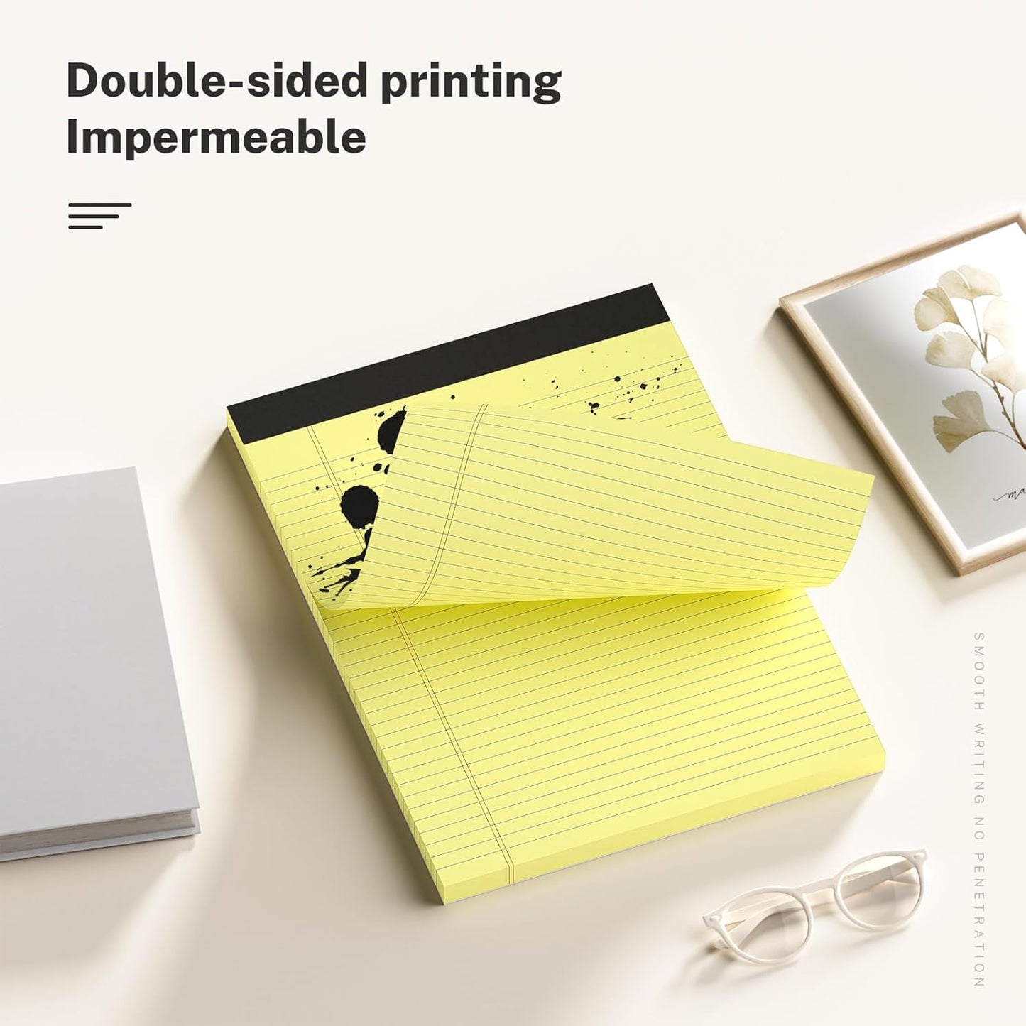 300 Sheets Yellow Legal Pads 8.5 x 11 College Ruled Paper 6-Pack Note Pads Narrow Ruled 50 Sheets per Notepad Perforated Writing Pad Durable Sturdy Back 8x11 Pads of Paper