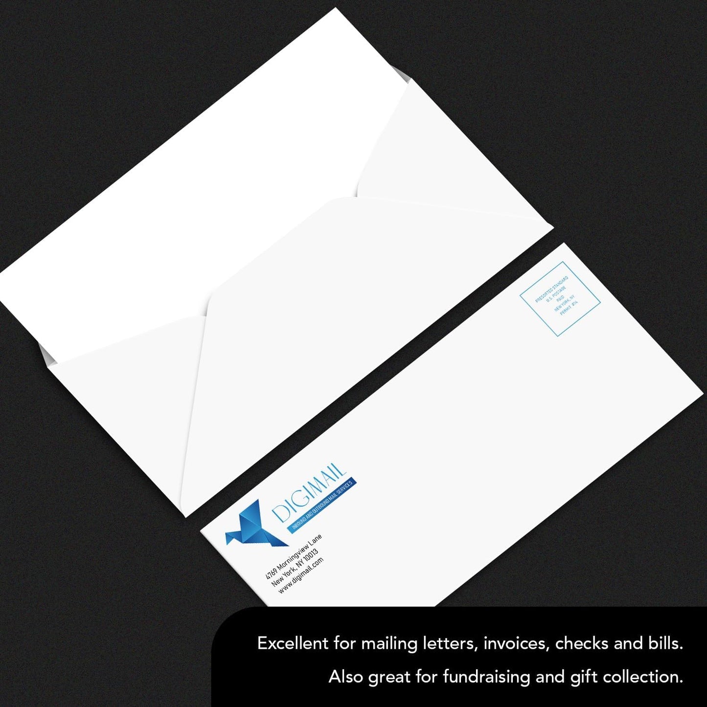 White Regular Business #14 Envelopes - Great for Mailing Letters, Business Memos, Documents, Invoices, Bills - Thick and Sturdy 24lb Stock, Strong Gummed Flap - 5" x 11-1/2" - 50 Envelopes