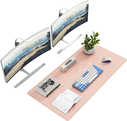 DAWNTREES Desk Mat Protector,PU Leather Desk Pad,Non Slip, Large Mouse Pad and Keyboard Mat, Waterproof Writing Pad for Office and Home (Pink,39.4''x19.7'')