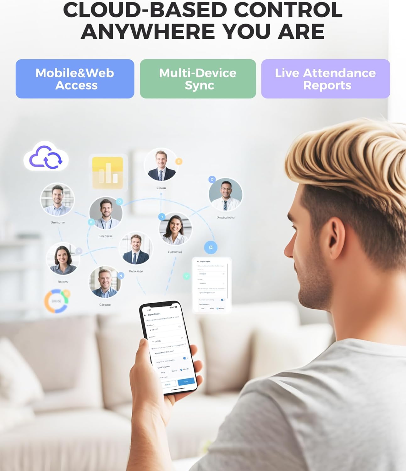 NGTeco Time Clock Cloud-Based, TC4 Fingerprint Time Clocks for Employees Small Business, 2.4G WiFi Customization Rule Clock in Machine with Remote Control Software ＆ iOS/Android App, No Monthly Fee