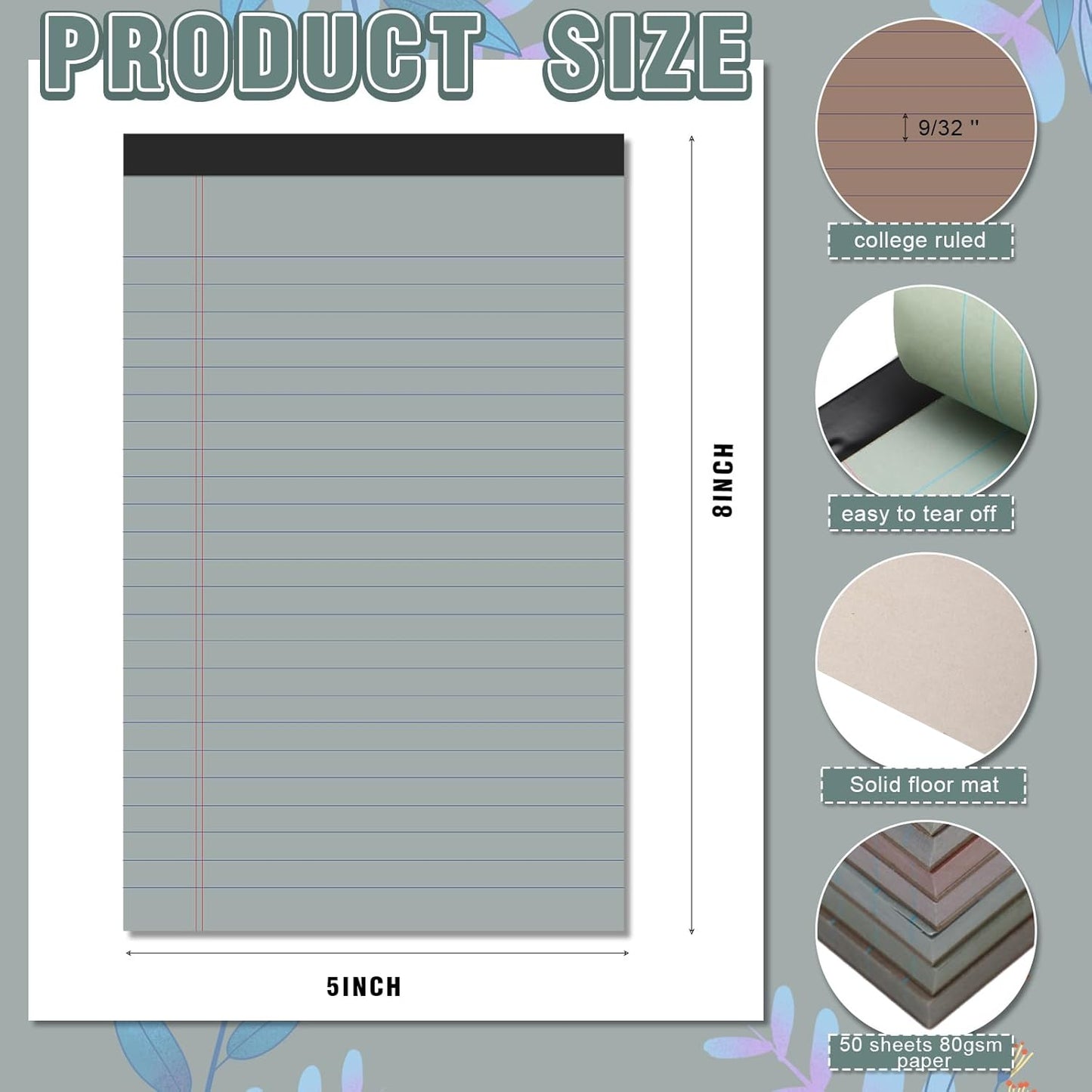 Lincia 12 Pcs 12 Pcs 5" x 8" Small Legal Pads Colored Lined Note Pads Narrow Ruled Writing Notepads 50 Sheets Per Micro Paper Notebook Lined and Perforated for College Office Supplies (Fresh Colors)