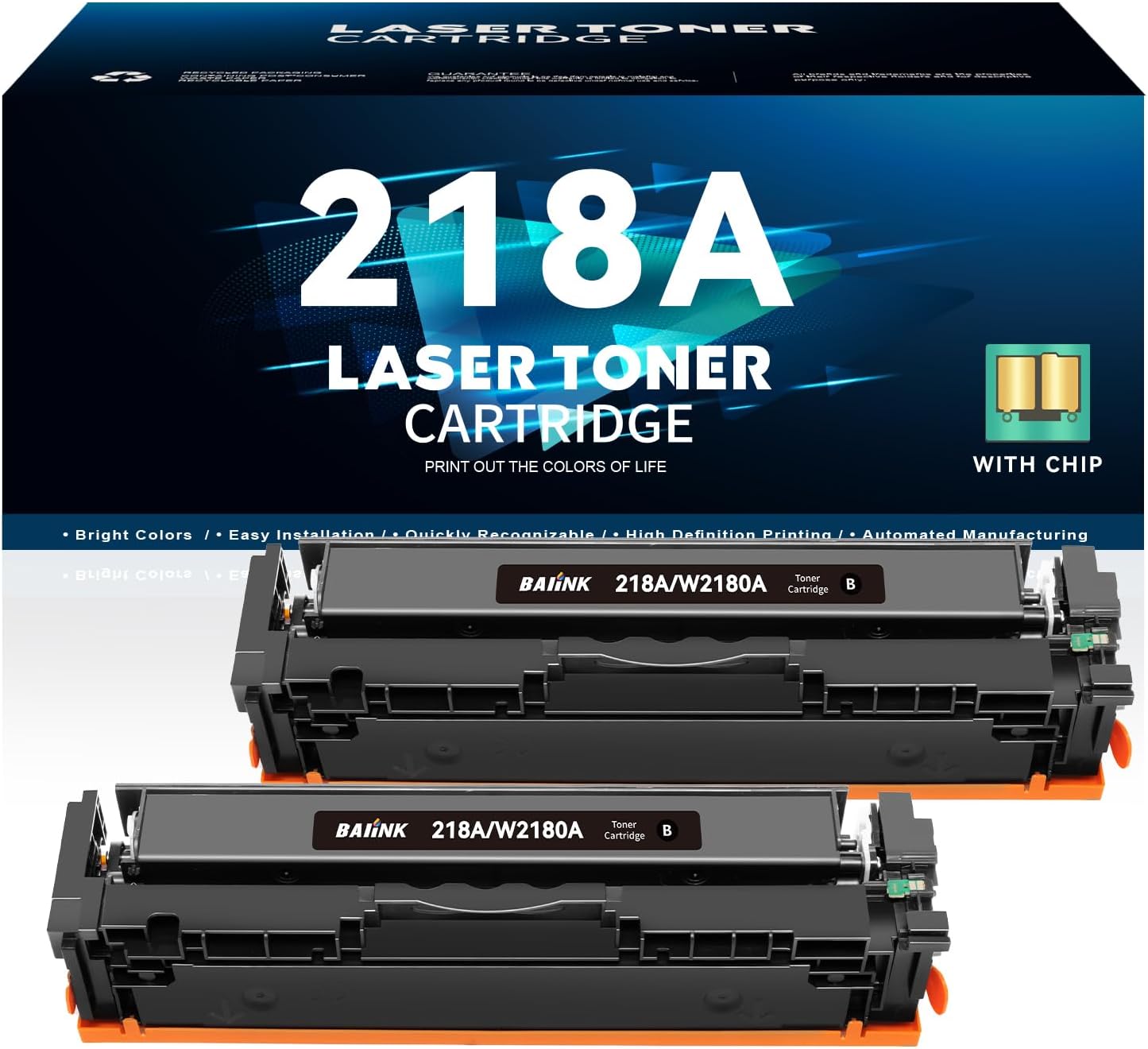 218A Toner Cartridge 2 Black (with Chip) Replacement for HP 218A 218X Compatible for Color Pro 3201dw MFP 3301fdw 3301sdw 3301cdw 3201 3301 Printer W2181A W2182A W2183A (2 Black)