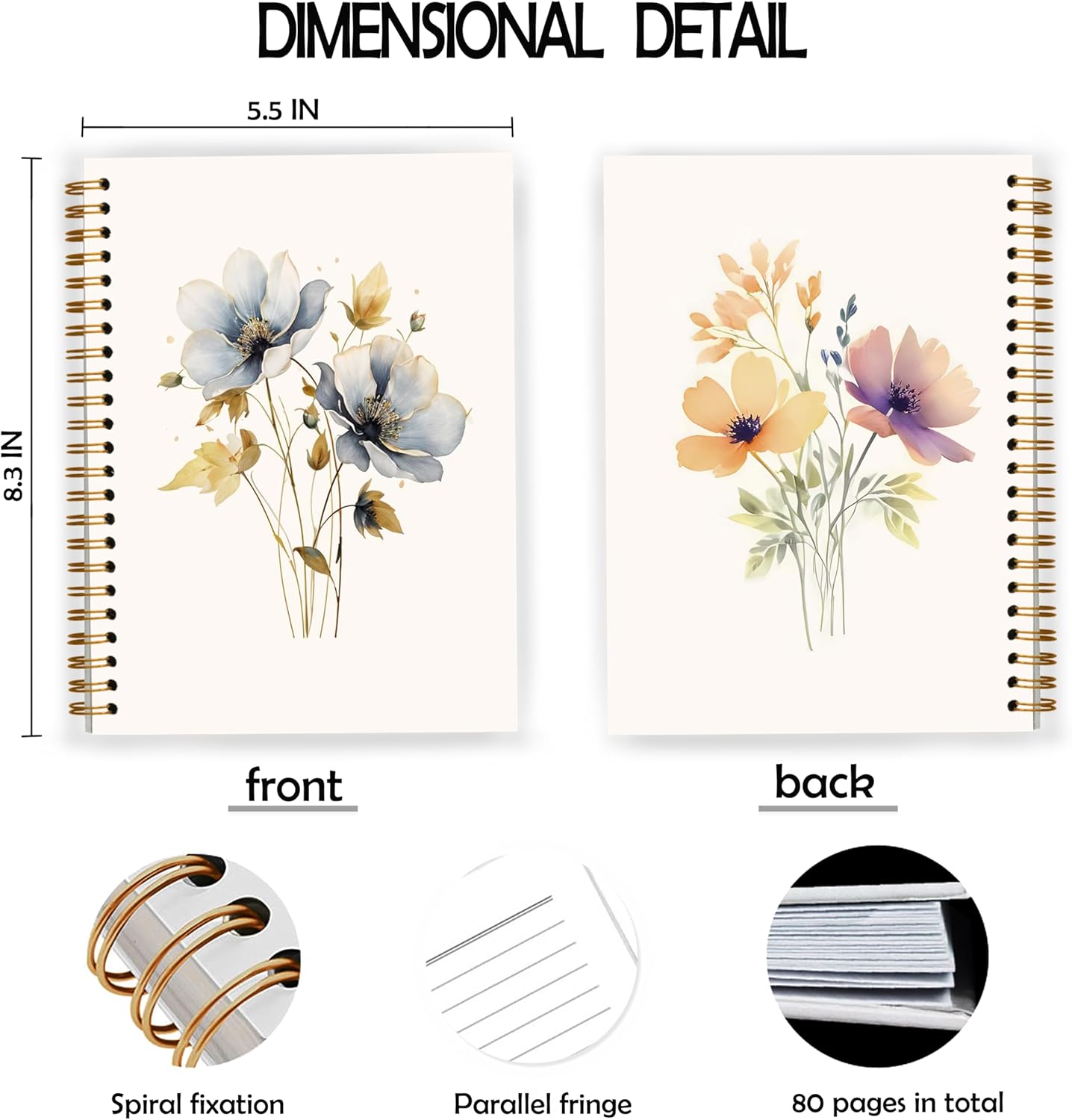 Vintage Wild Flower Botanical Plant Notebook 02,Rustic Spring Floral Cottagecore Notebook Journal for Work Office School Student Teacher,Hardcover Spiral Notebook 5.5x8.4