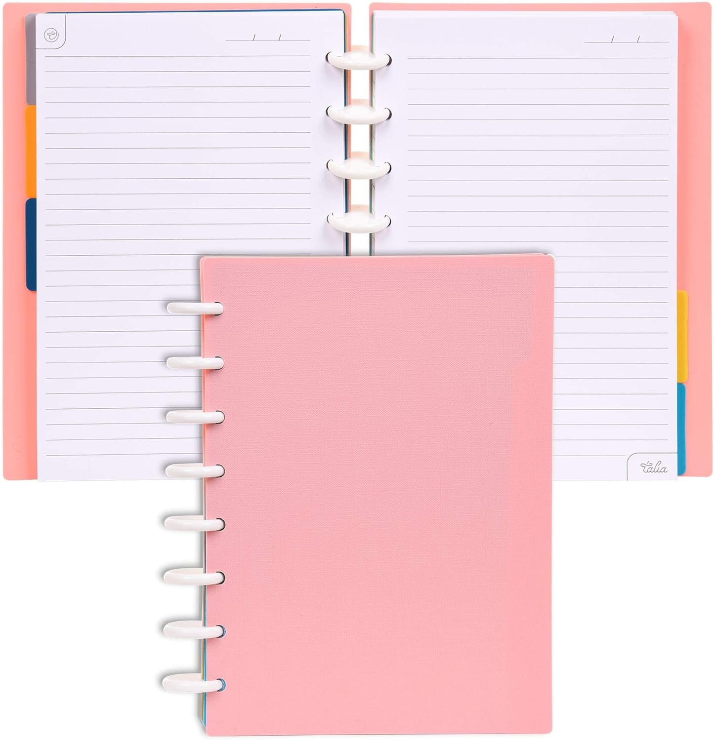 Talia Discbound Notebooks, Planner, Customizable, (Salmon, Junior (5.5in x 8.5in))