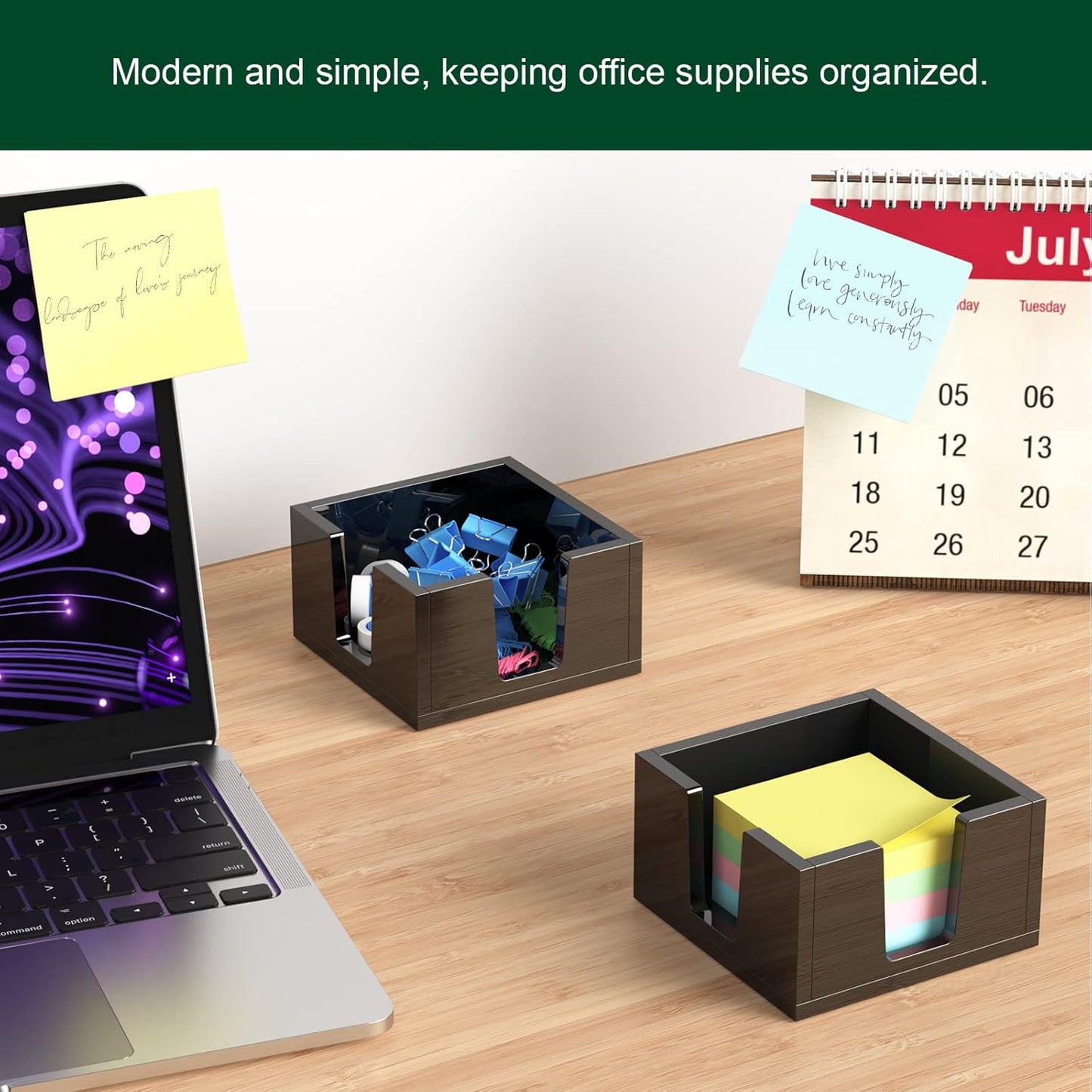 Acrylic Sticky Note Holder, Self-Stick Note Pad Holder W/O Pads - Note Dispenser Memo Pad Holder Desk Organizer for School Office Home (3''x3'' Black)