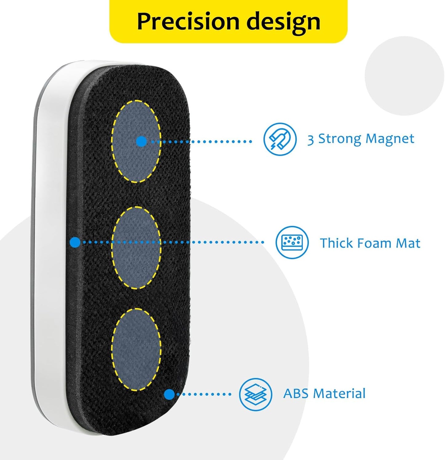 maxtek Dry Erase Eraser, Magnetic White Board Erasers - 2 Pack, Glass Whiteboard Eraser for Office and School Supplies (Gray)