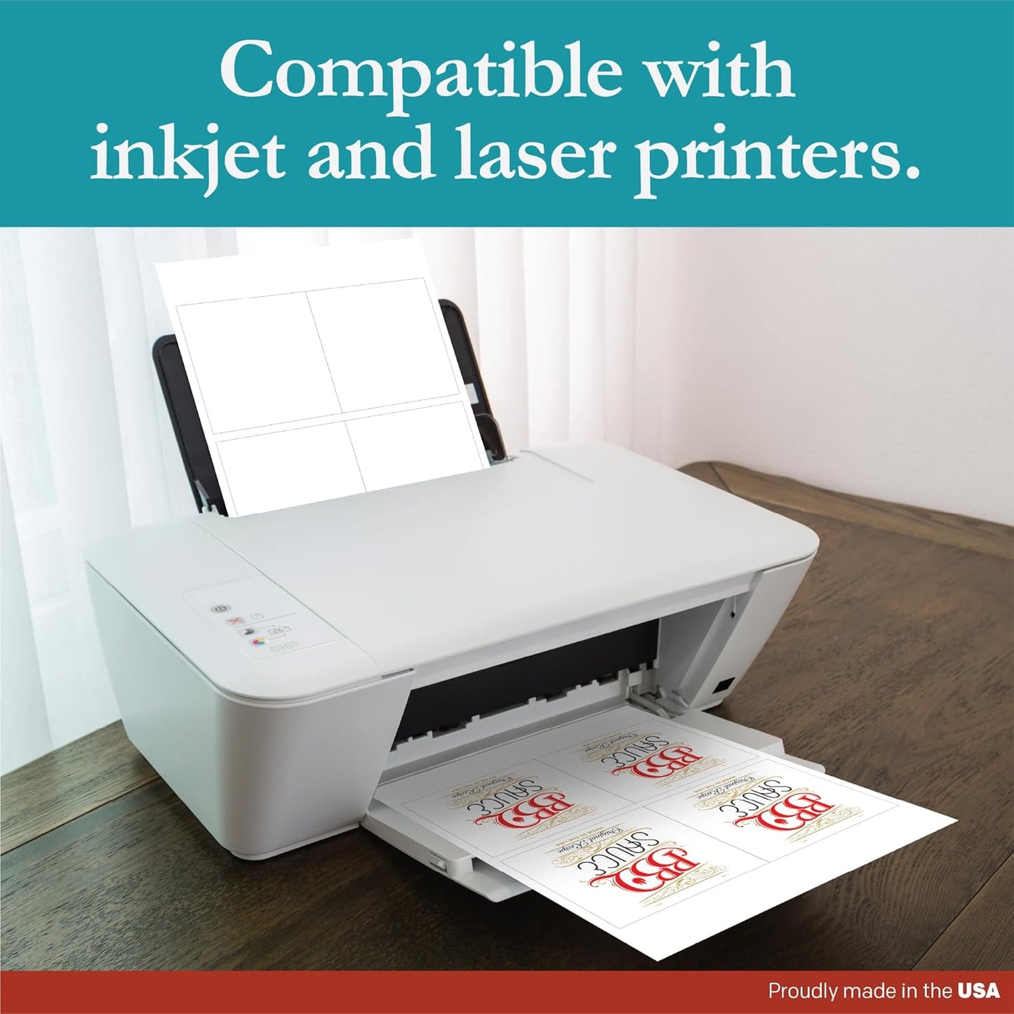 Premium Label Supply White Sticker Square Labels – 4" x 4" – Laser/Inkjet Compatible – (4 per Sheet), 25 Sheets - 100 Total Adhesive Labels