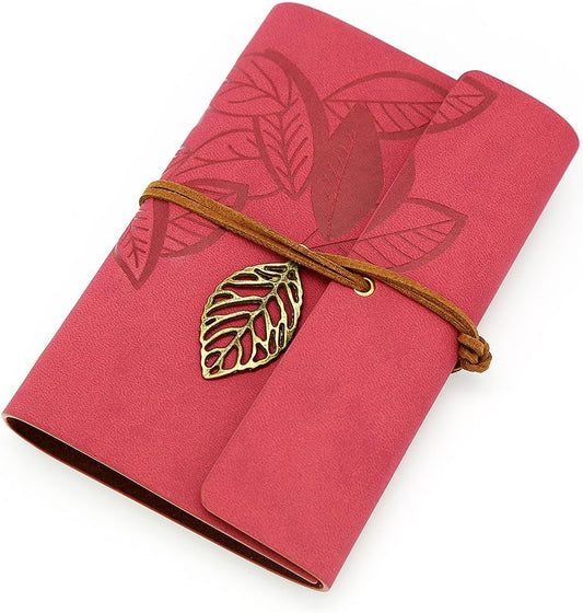 EvZ 7 Inches Vintage Dark Red PU Leather Cover Loose Leaf Blank Notebook Journal Diary Gift