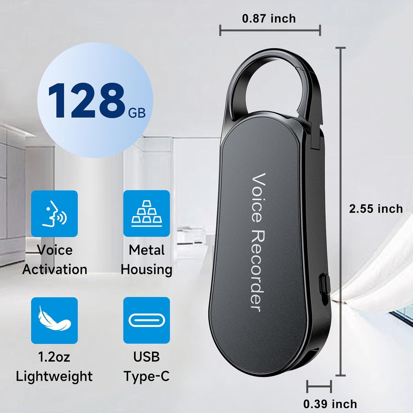 Professional Portable V56 Voice Recorder 128GB, Howabo New Upgraded Noise Reduction HiFi Pure Sound Quality, 1536Kbps Audio Activated Voice Recorder for Your Lectures Meetings Classes