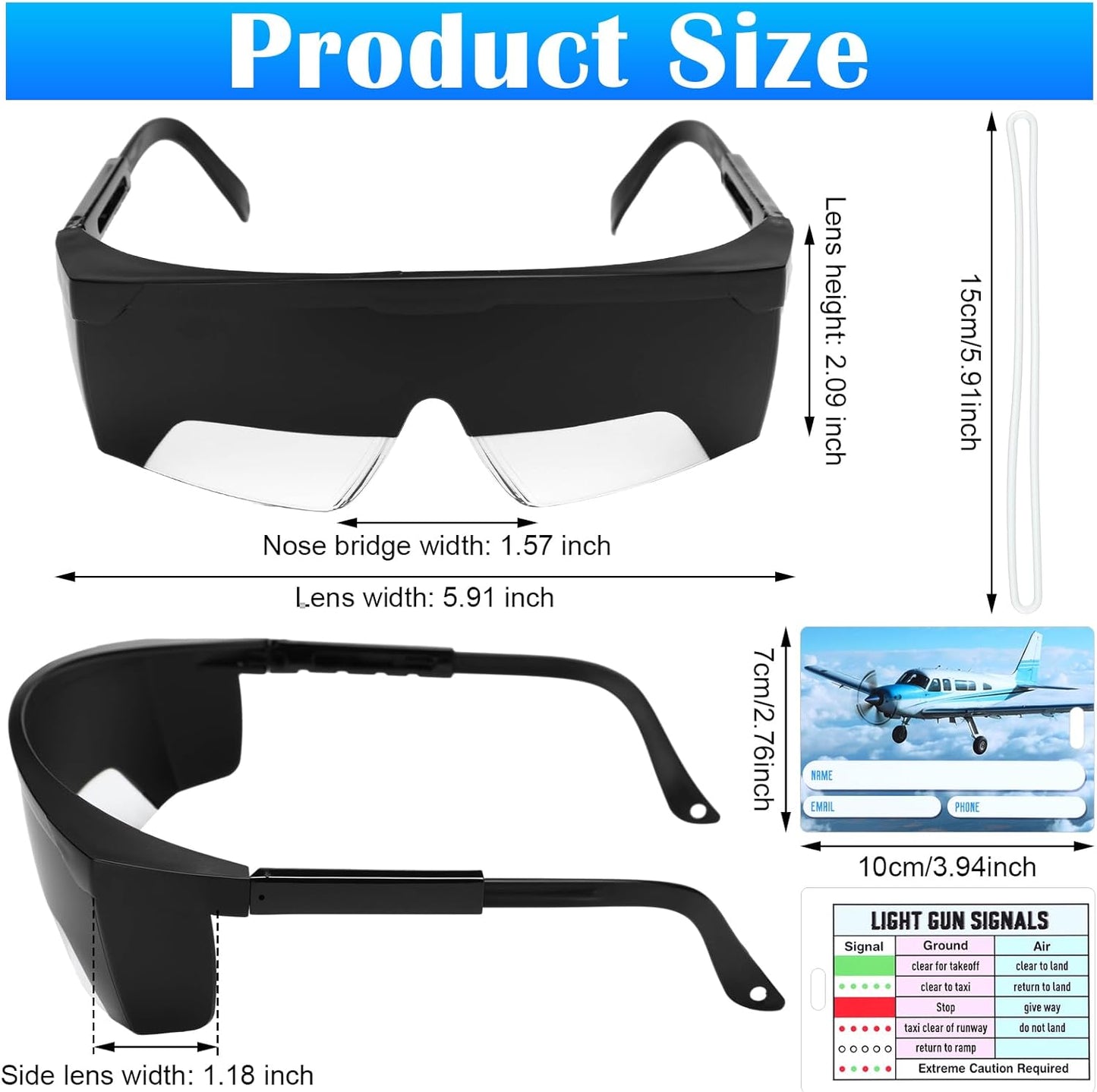 Aviation Flight Training Glasses Adjustable View Limiting Goggles Device with Glasses Box and Tag(Black)