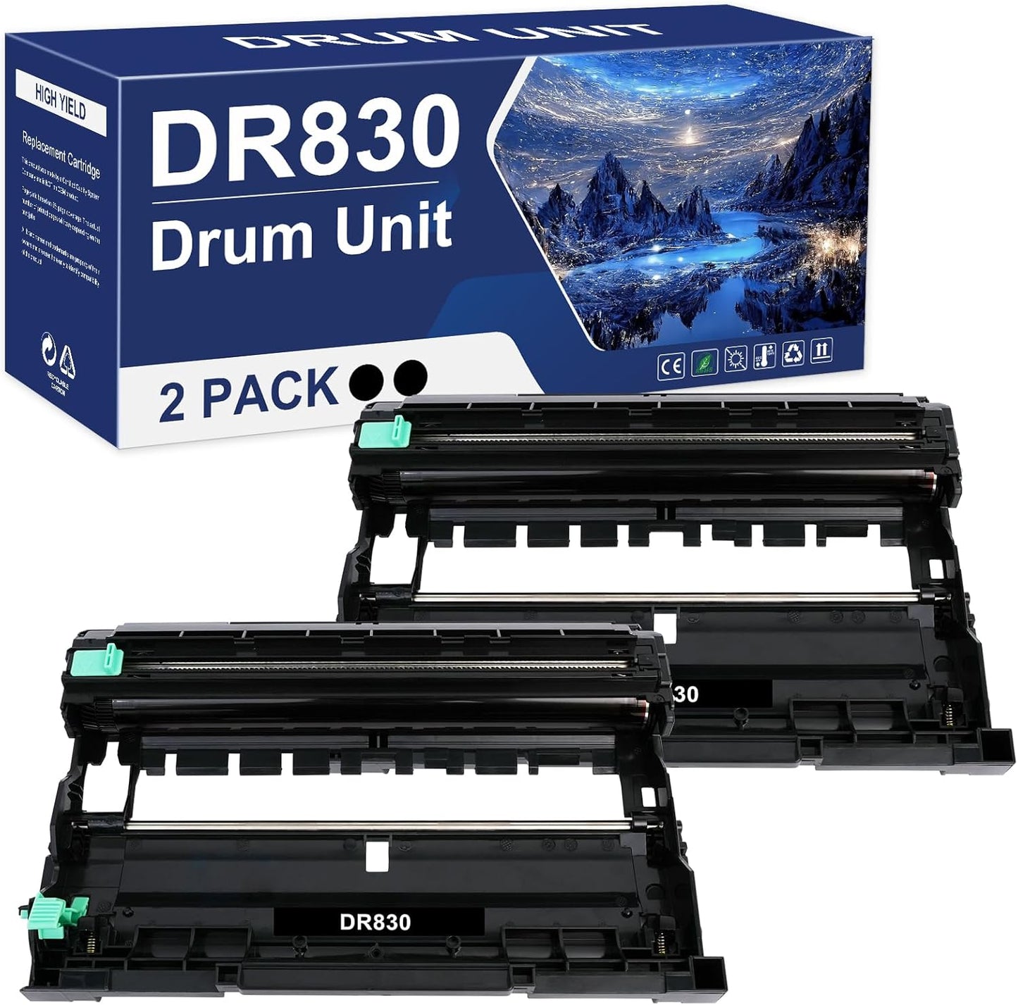 DR830 DR-830 Drum Unit Black 2-Pack Replacement for Brother DR830 DR 830 DR-830 HL-L2400D L2405W L2460DW L2460DWXL L2865DW L2480DW DCP-L2640DW MFC-L2807DW L2820DW L2820DWXL Printer (Not Toner)