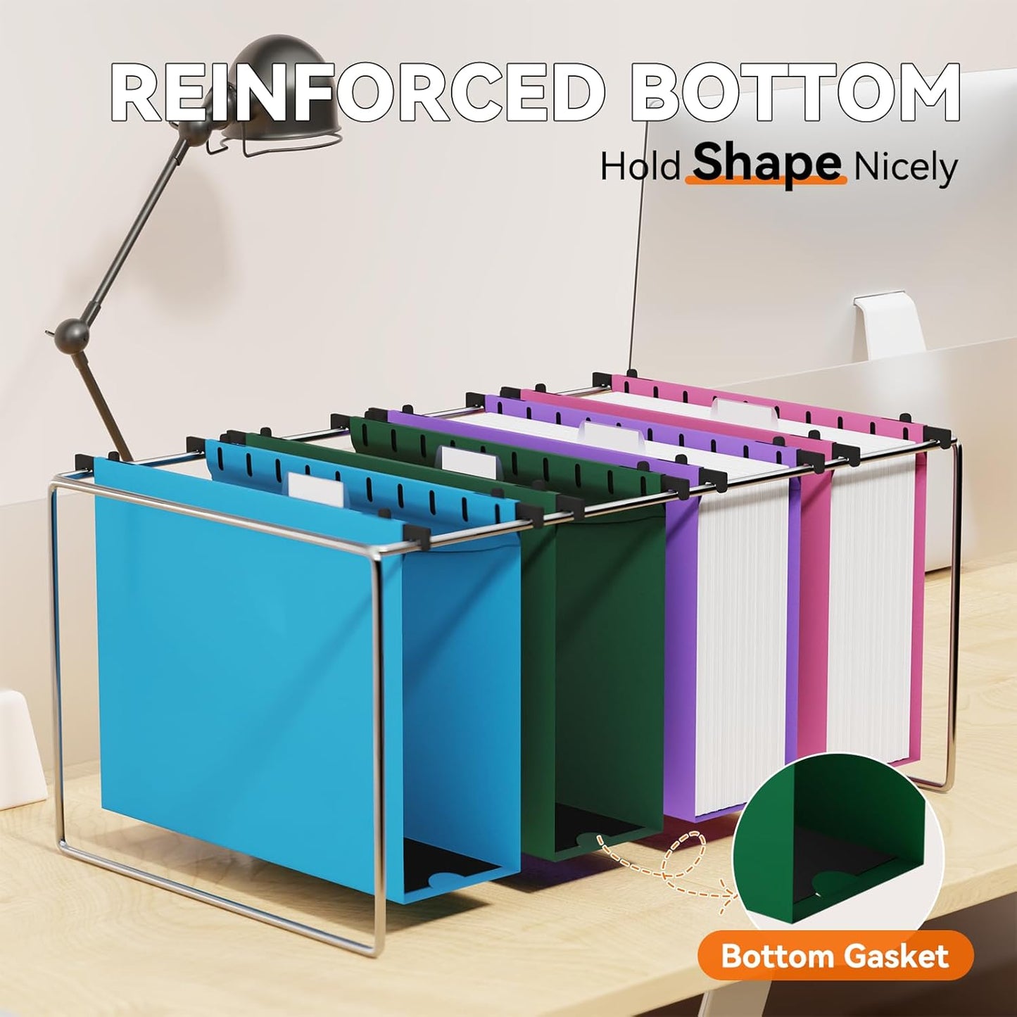 Plastic Expandable Hanging File Folder Letter Size,Heavy Duty 3 Inch Expansion,12 Pack Extra Capacity Hanging Folder withTabs,File Cabinet Folder,Hanging File Organizer for Office-Colored