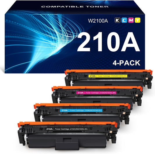 210A Toner Cartridges 4 Pack Compatible Replacement for HP 210A 210X W2100A W2101A W2102A W2103A Works for HP Color Pr MFP 4301 4201 Series 4201dw 4201dn MFP 4301dw 4301fdn 4301fdw Printer 4-Pack