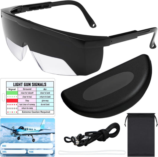 Aviation Flight Training Glasses Adjustable View Limiting Goggles Device with Glasses Box and Tag(Black)