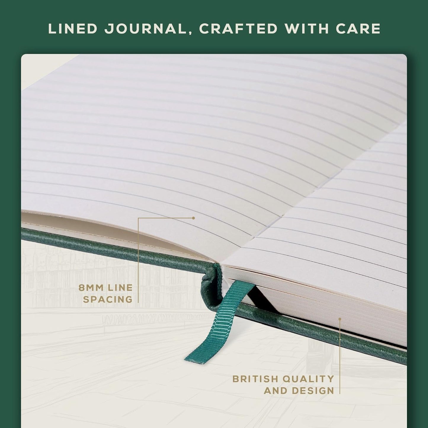 BEECHMORE BOOKS Lined Journal Notebook, 5.8 x 8.3 inch, A5 160 Lined Pages, Hardcover Leather Journals for Women, Men, Writing and Notebooks for Work - 120 GSM Thick Paper, Gifts Box Included