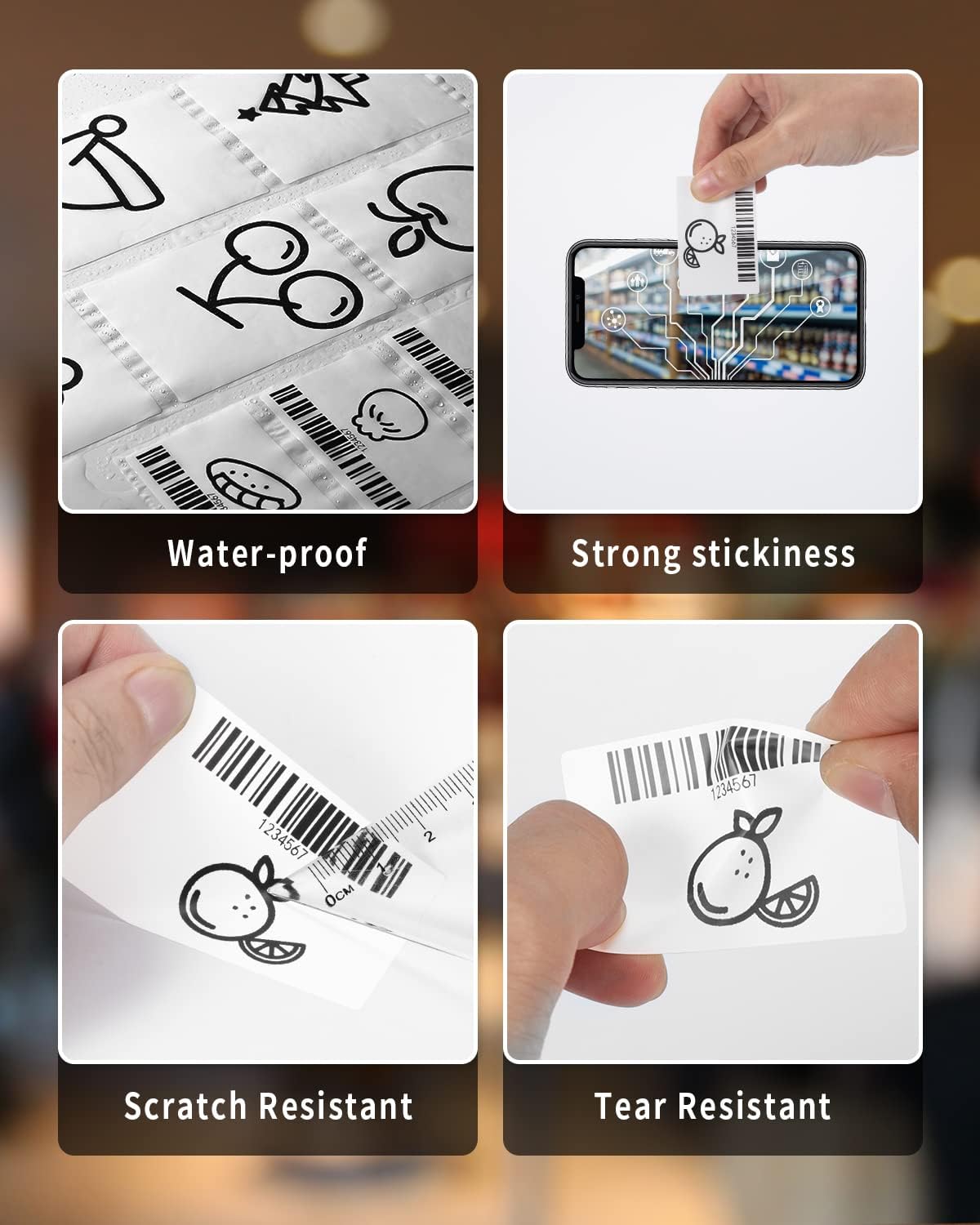 960 pcs Thermal Sticker Barcode Label Paper, Phomemo Multi-Purpose Self-Adhesive Tag for M110/M220/M108/M250/M260/M120/M150 Label Maker Machine, 1.18'' x 0.78"(30X 20mm),320 Pcs/Roll, Black on White