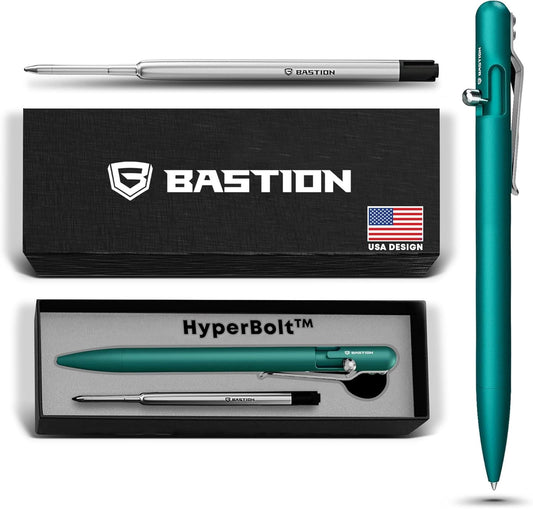 BASTION Luxury Slim Bolt Action Pen, Lightweight Aluminum EDC Pen with Fine Tip, Professional Ballpoint Pen for School and Work - Seafoam