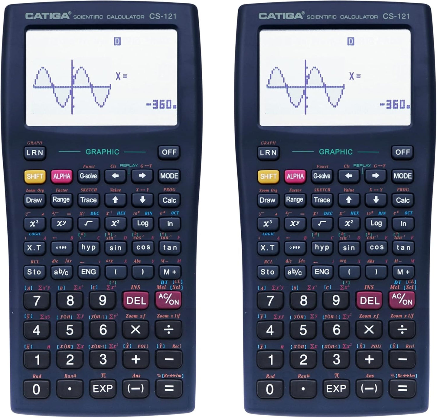 CATIGA Scientific Calculator with Graphic Functions, Multiple Modes with Intuitive Interface, Perfect for Beginner and Advanced Courses, High School or College, 2 Pack, CS-121