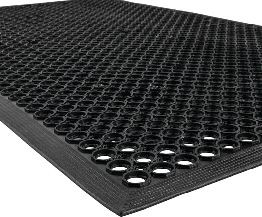 NoTrax 3' x 10' Anti-Fatigue Lightweight Restaurant Rubber Floor Mat with Drainage Holes, Beveled Edges, Non-Slip Mats, Black, T30 Competitor, T30S0310BL