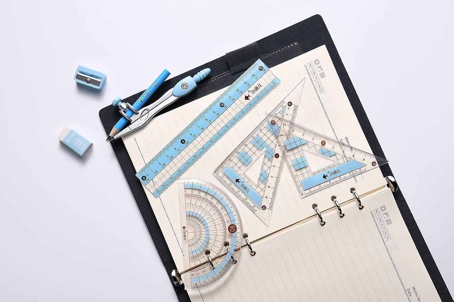 8 Pcs Compass/Math Set for Students with Shatterproof Storage Box, Geometry Set for School, Includes Ruler, Protractor, Compass, Pencil,Pencil Sharpener and Eraser,etc. Perfect Gift