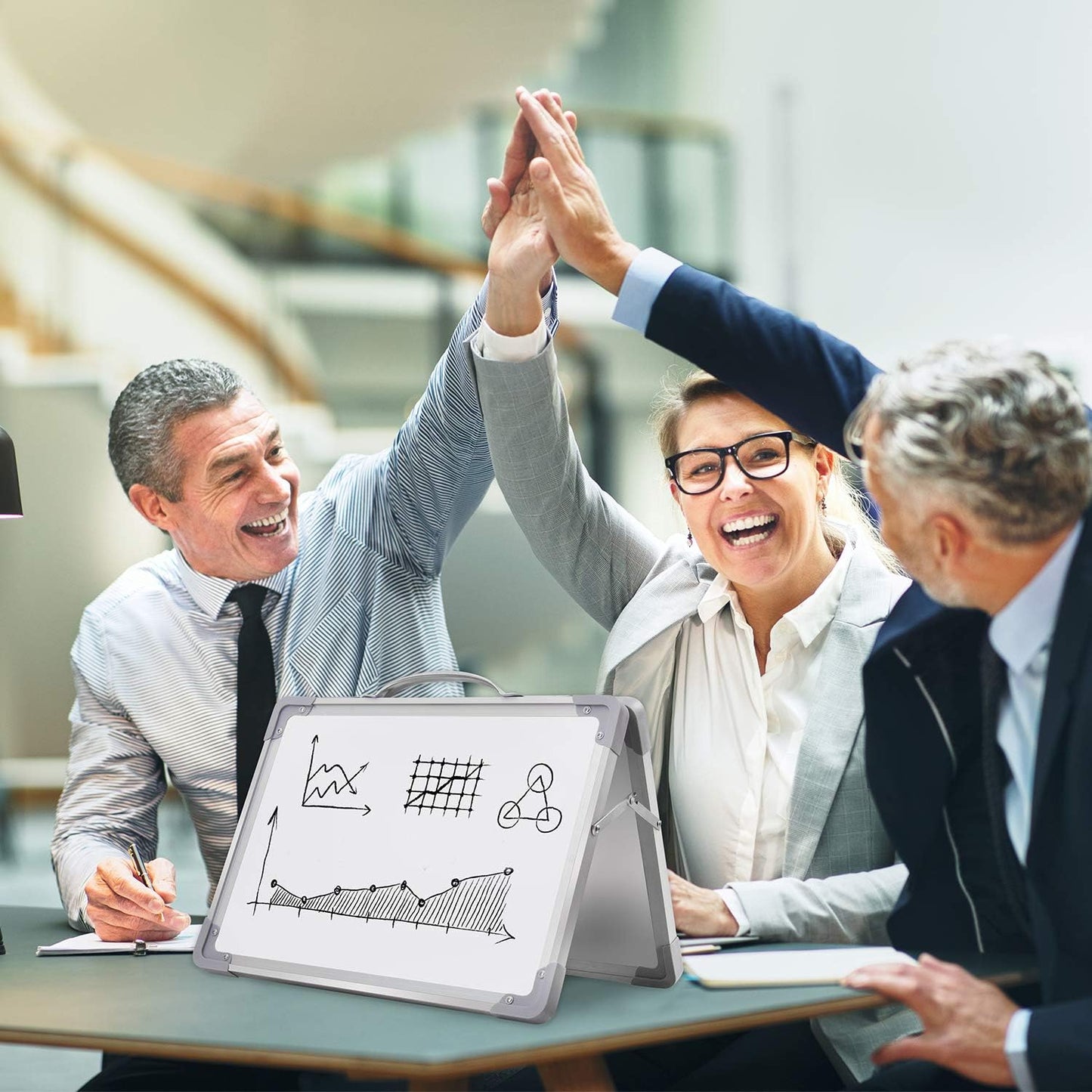 H-Qprobd Small Dry Erase White Board - 16"x 12" Double Sided Mini Foldable Magnetic Desktop whiteboard for Kids Drawing, Teacher Instruction and Meeting Discuss