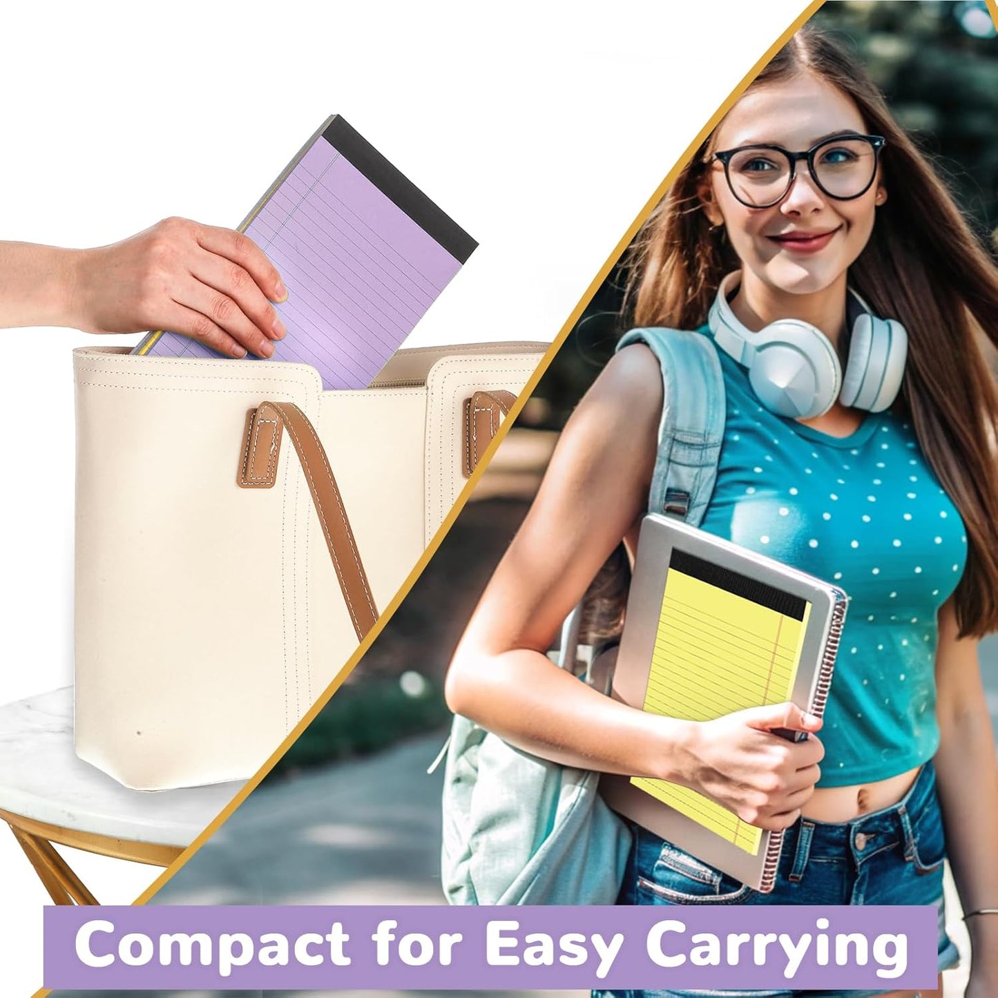 8 Packs Small Note Pads 5x8, Total 400 Sheets Color Legal Pad 5x8 College Ruled Small Legal Pad Perforated Lined Writing Pads for Home, Study, Office, To-Do Lists, notepad, Multicolor