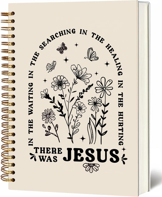 YOU FOUND ME Bible Notebook, A5 Spiral Christian Journal with Floral Pink Butterfly Notebook, There Was Jesus, Inspirational Notebooks for Women, Gift for Birthday Christmas, Office Supplies