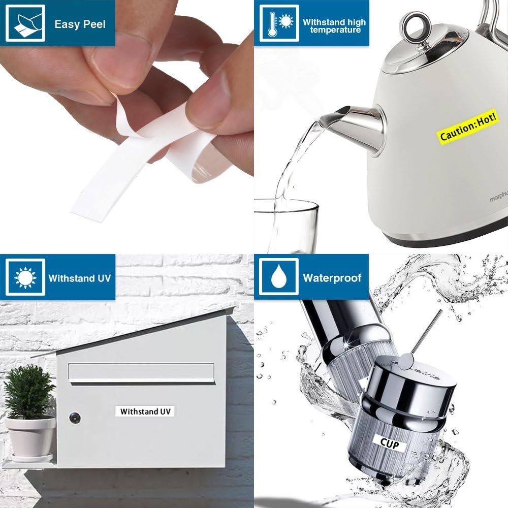 GREENARK TZe-231 TZe231 TZ TZE 231 131 132 133 431 531 631 731 Compatible Label Tape Laminated Black on White Replacement for Brother P-Touch Label Maker PT-J100 etc (12mm x 8m),8-Pack