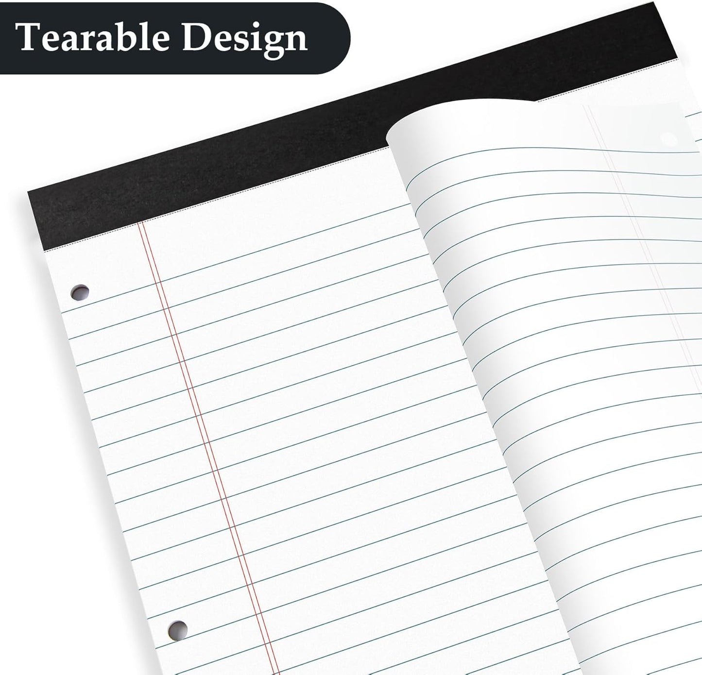 HAUTOCO 12 Pack 8.5 x 11 Legal Pads White Wide Ruled Notepads Perforated Writing Pads, 30 Sheets Per Notepad, 3-Hole Punched Paper, Writing Note Pads for School, Home, Office, Business