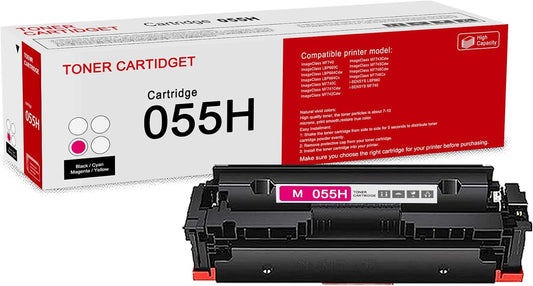 1 Pack 055H 3018C001 Magenta Whit chip Toner Cartridge: Compatible CRG 055H 3018C001 Replacement for Canon Color ImageClass MF740 LBP660C LBP664Cdw MF740C MF745Cdw i-SENSYS LBP660 MF740 Printer