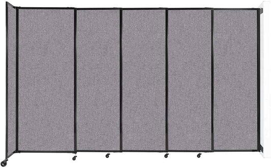 Wall-Mounted Sliding StraightWall Room Divider | Adjustable Widths | Locking Wheels | Room Separator | Up to 11'3" Wide x 6'10" Tall Cloud Gray Fabric Panels
