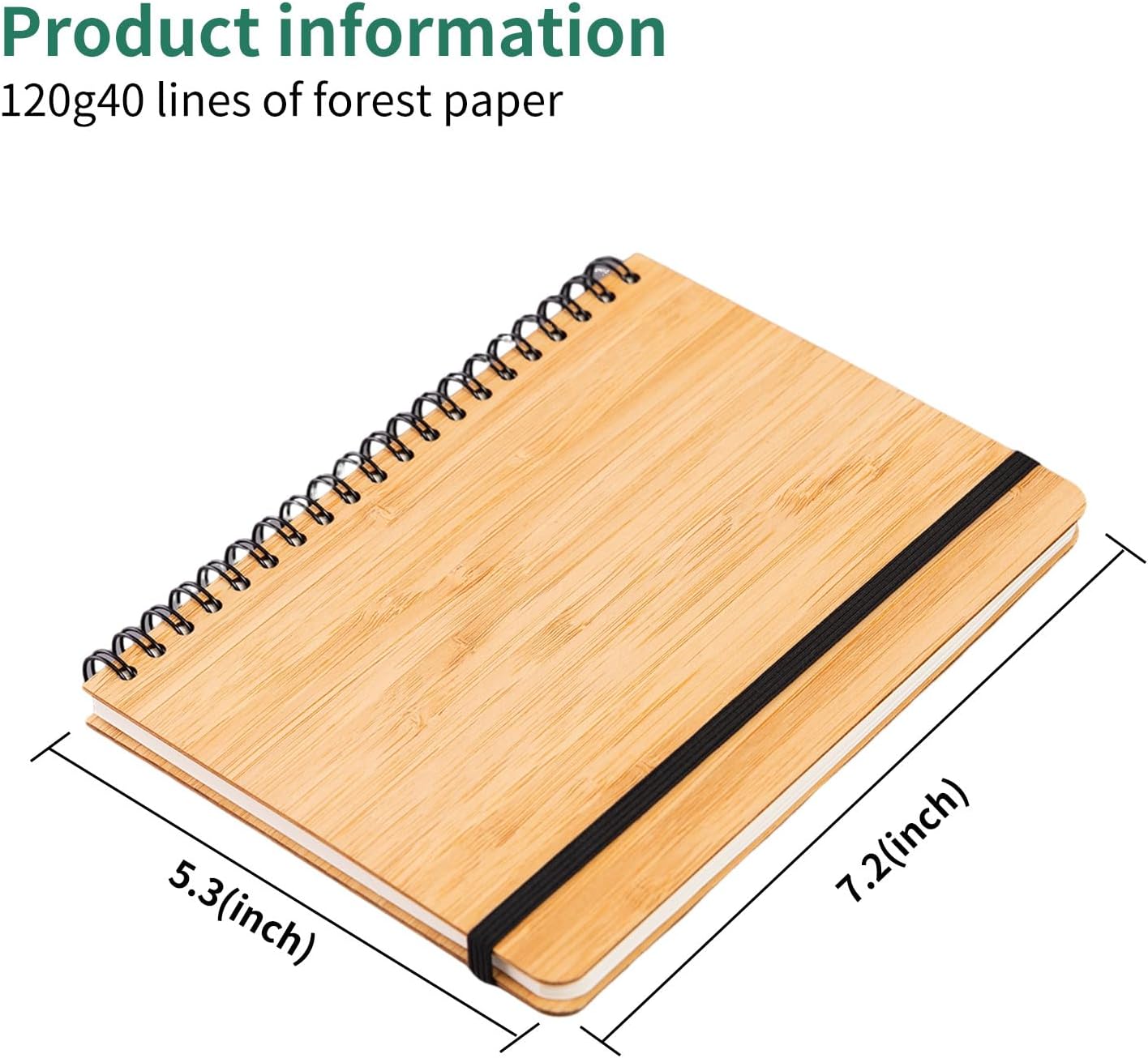 4 Set Lined Bamboo Journal Notebook,80 Pages,5.3”*7.2”,Hardcover Executive Notebooks,Daily Journal Notebook for Work,Travel,School,Note Taking,College (4)