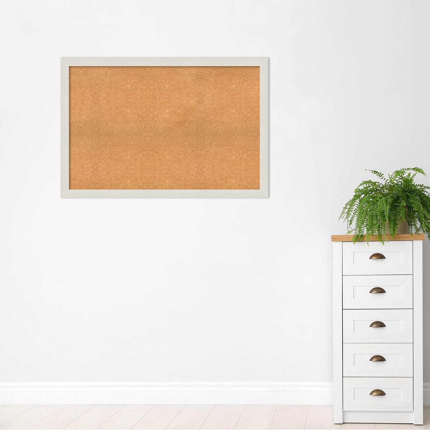 Amanti Art Natural Cork Board for Wall, 33x49 Vision Board with White Frame, Oversize Corkboard Office Decor for Home Organization, Country Rustic Corkboard Pinboard to Display Items for Home