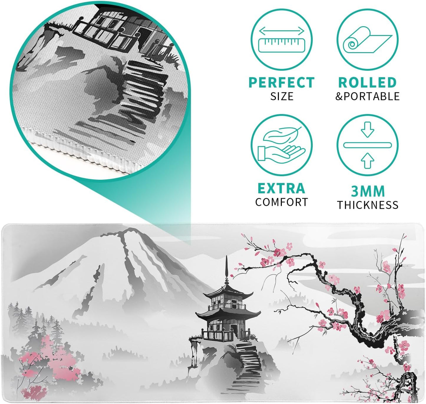 Desk Mat, Anime Desk Pad Mat, Desk Matt for Desktop, XL Large Mouse Pad for Desk, Anti-Slip Big Mousepad with Stitched Edges, Keyboard Pad Mouse Mat for Gaming and Office (Cherry Blossom 6)