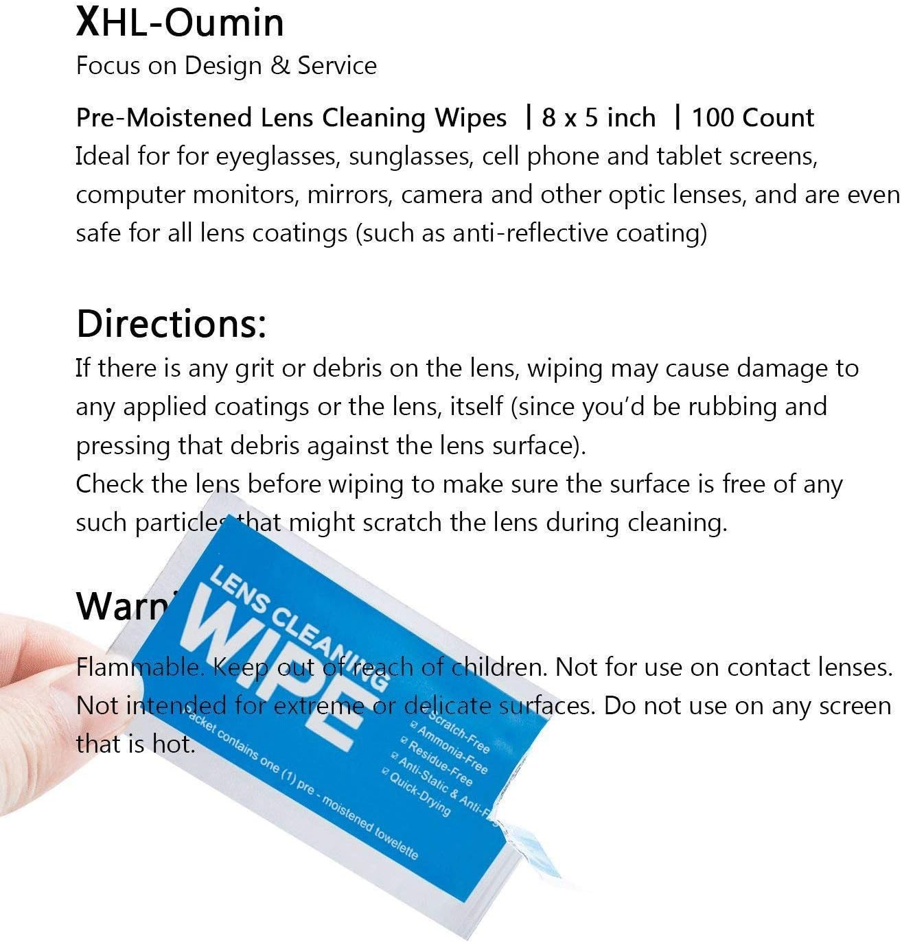 Monitor Wipes - Pre-Moistened Electronic Wipes, Surface Cleaning for Computers, Cell Phones, Sunglasses, LCD Screens, Monitor - Quick Drying, Streak-Free, Ammonia-Free - Screen Wipes