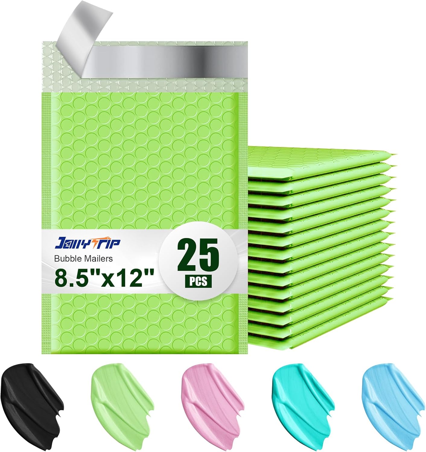Poly Bubble Mailers 8.5x12 Inch, 25 Pack Padded Envelopes for Shipping, Package Envelopes with Self Seal Adhesive, Waterproof Padded Mailers (Light Green, Bulk #2)