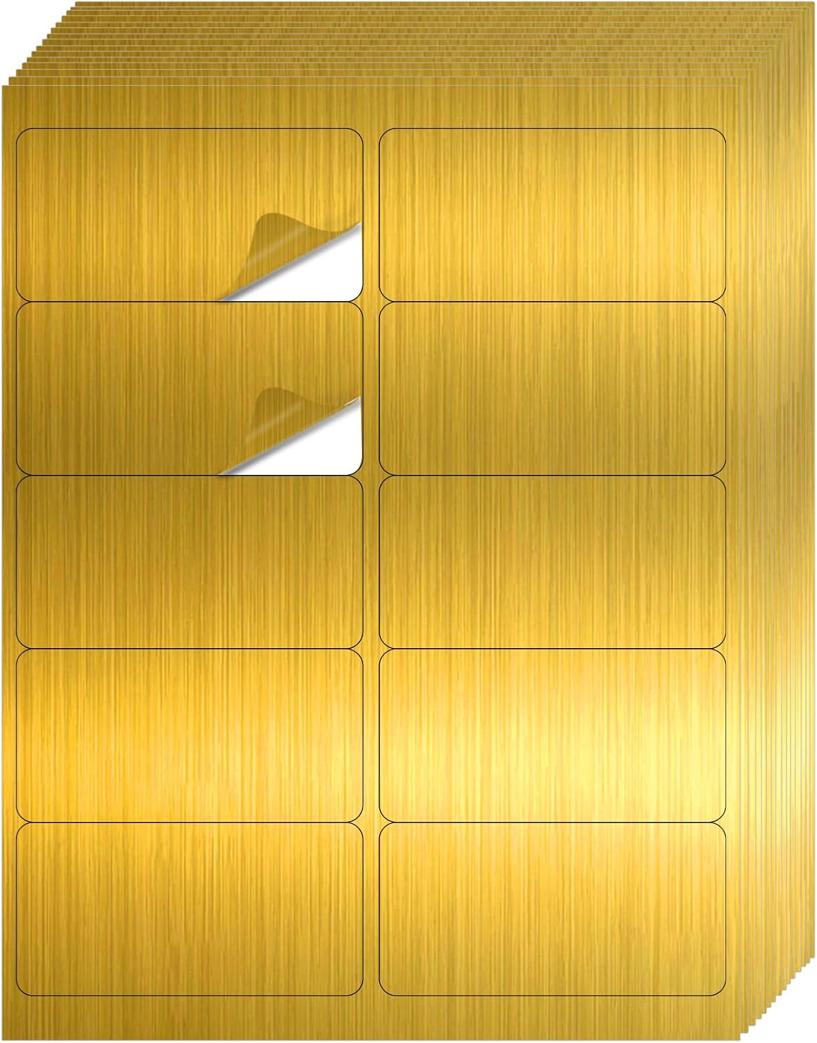 STARLIBOO Shipping Labels Stickers, 2"×4" Gold Printable Mailing Labels for Laser/Inkjet Printing- Matte Gold, Permanent Adhesive Stickers