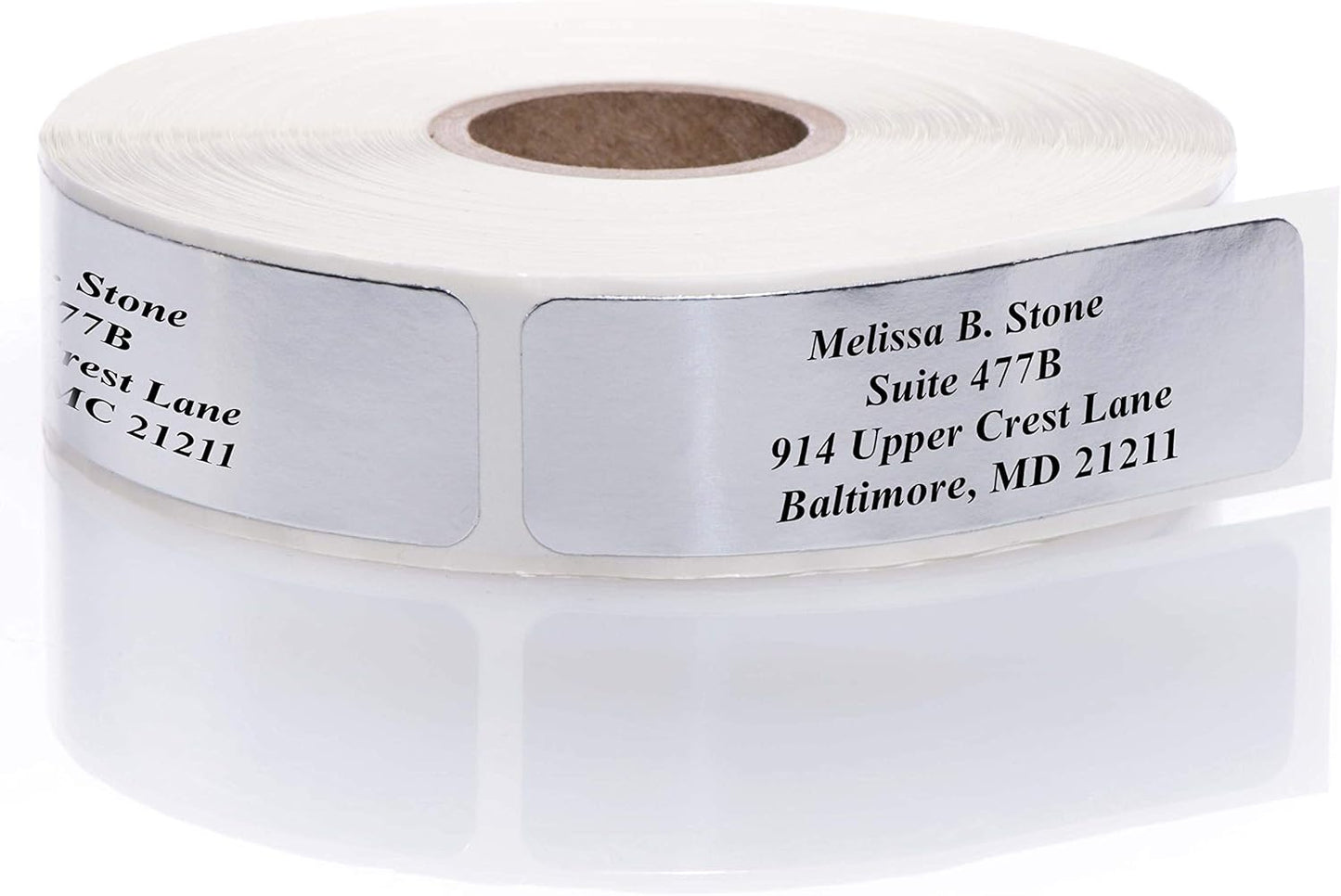 Silver Foil Personalized Return Address Labels Without Dispenser - Roll of 250 Custom Stickers