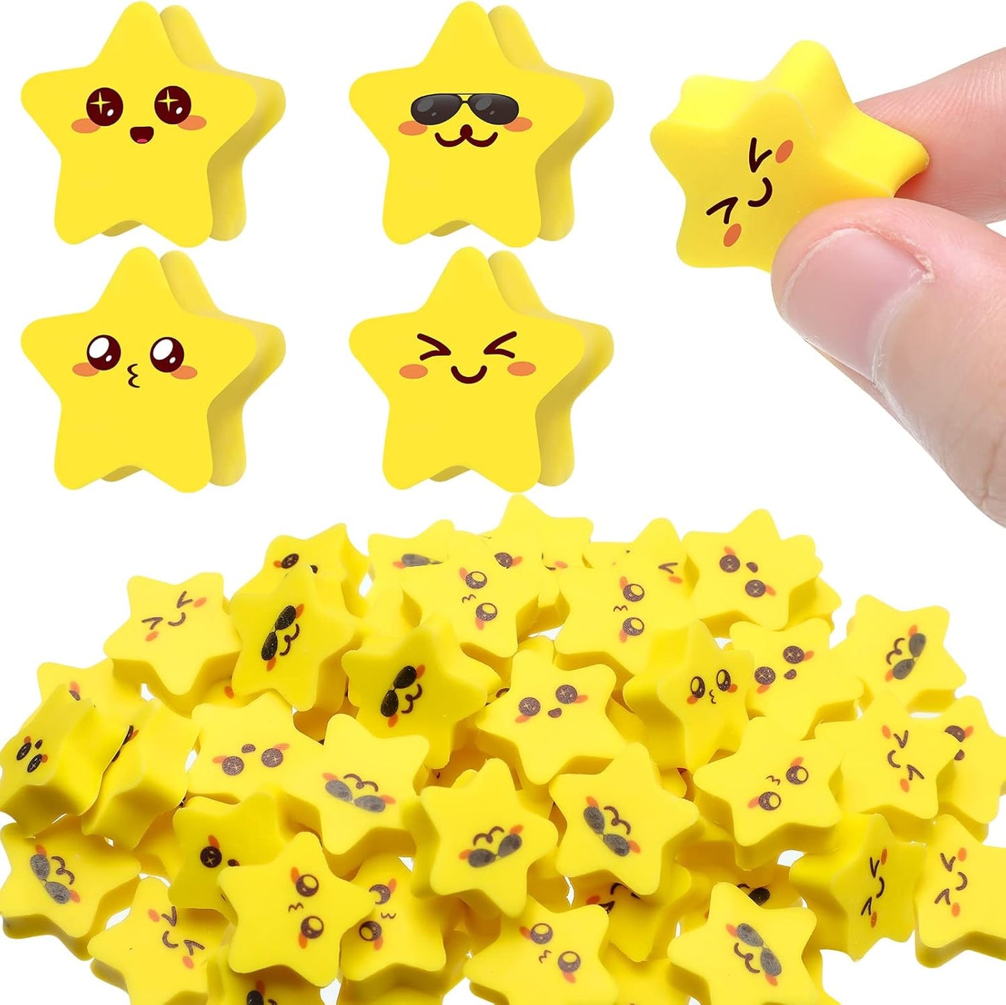 PerKoop 60 Pcs Mini Erasers for Kids Cute Star Erasers Bulk Welcome Back to School Gifts for Students Classroom Rewards Prizes Party Favors